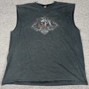 Vintage Harley Davidson Bahamas Shirt Mens 3XL Wolf Flames Sleeveless Tank Top
